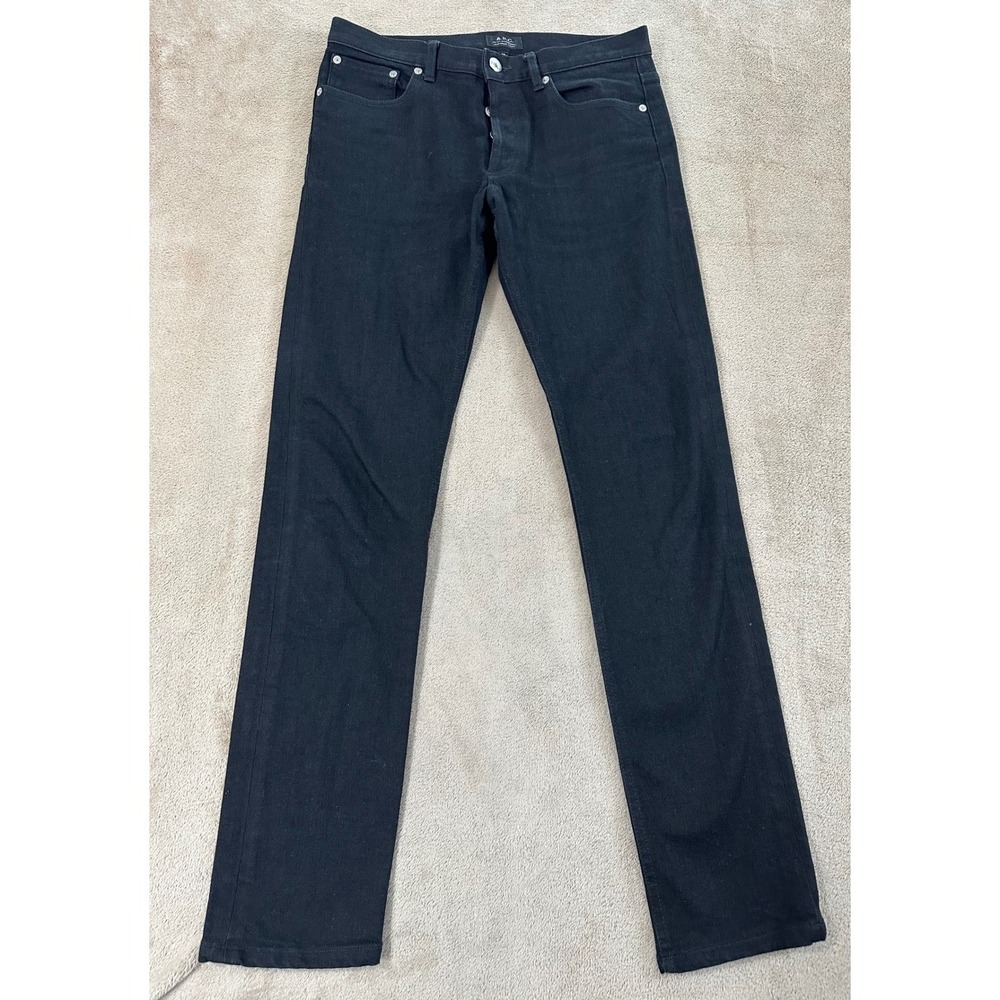 APC Petit Standard Jean Droit Etroit Black Denim Jeans Size 29(31) x 31 EUC